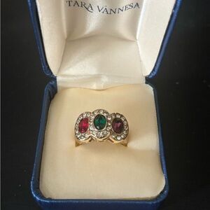 Vintage Gold Ring with Red, Green and Purple Stones